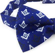 Charger l&#39;image dans la galerie, Masonic Regalia 100% Silk woven Bow Tie with Square Compass &amp; G Blue | Regalia Lodge