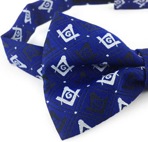 Masonic Regalia 100% Silk woven Bow Tie with Square Compass & G Blue | Regalia Lodge