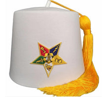 Afbeelding in Gallery-weergave laden, Order of the Eastern Star OES White Fez | Regalia Lodge -Masonic Fez Caps