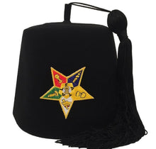 Carica l&#39;immagine nel visualizzatore di Gallery, Order of the Eastern Star OES Black Fez | Regalia Lodge - Masonic Fez Caps