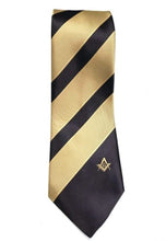 Charger l&#39;image dans la galerie, Masonic Masons Brown and Yellow Tie with Square Compass &amp; G | Regalia Lodge