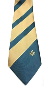 Masonic Masons Green and Yellow Tie with Square Compass & G | Regalia Lodge
