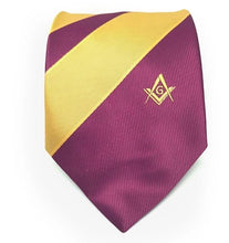 Load image into Gallery viewer, Masonic Masons Purple and Yellow Tie with Square Compass &amp; G | Regalia Lodge