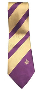 Masonic Masons Purple and Yellow Tie with Square Compass & G | Regalia Lodge
