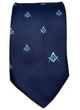 Load image into Gallery viewer, Masonic Regalia Craft Masons Silk Tie Embroidered Square Compass &amp; G Blue | Regalia Lodge