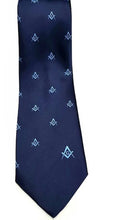 Load image into Gallery viewer, Masonic Regalia Craft Masons Silk Tie Embroidered Square Compass &amp; G Blue | Regalia Lodge