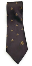 Load image into Gallery viewer, Masonic Regalia Craft Masons Silk Tie Embroidered Square Compass &amp; G Brown | Regalia Lodge