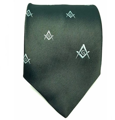 Masonic Regalia Craft Masons Silk Tie Embroidered Square Compass & G Green | Regalia Lodge
