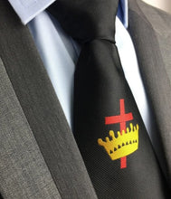 画像をギャラリービューアに読み込む, Masonic Knight Templar Black Silk Tie with Embroidered Logo | Regalia Lodge