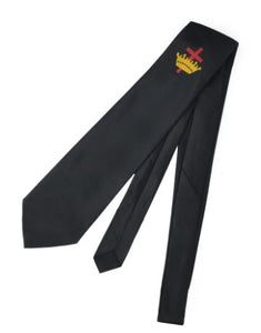 Masonic Knight Templar Black Silk Tie with Embroidered Logo | Regalia Lodge