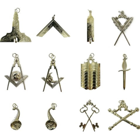 Masonic Silver Collar Jewel Set of 12 | Regalia Lodge