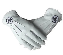 Afbeelding in Gallery-weergave laden, Masonic White Soft Leather Gloves With Square and compass | Regalia Lodge