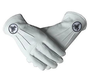 Masonic White Soft Leather Gloves With Square and compass | Regalia Lodge