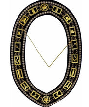Carica l&#39;immagine nel visualizzatore di Gallery, Blue Lodge Working Tools - Rhinestones Chain Collar - Gold/Silver on Blue + Free Case | Regalia Lodge