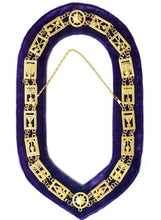 Load image into Gallery viewer, Cryptic Mason - Royal &amp; Select Chain Collar - Gold/Silver On Purple + Free Case | Regalia Lodge