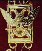 Charger l&#39;image dans la galerie, 32nd Degree - Scottish Rite Wings UP Chain Collar - Gold/Silver on Red + Free Case | Regalia Lodge