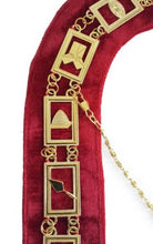 Charger l&#39;image dans la galerie, Blue Lodge Working Tools - Masonic Chain Collar - Gold/Silver on Red + Free Case | Regalia Lodge