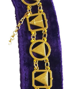 33rd Degree - Masonic Regalia Chain Collar - Gold/Silver on Purple + Free Case | Regalia Lodge