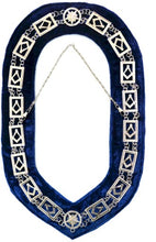 Load image into Gallery viewer, Blue Lodge Square Compass Chain Collar - Gold/Silver on Blue + Free Case | Regalia Lodge