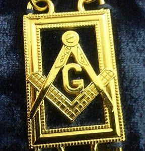 Masonic Master Mason "G" Chain Collar - Gold/Silver on Blue + Free Case | Regalia Lodge