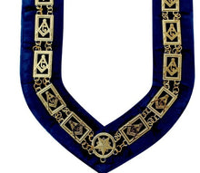 Charger l&#39;image dans la galerie, Masonic Master Mason &quot;G&quot; Chain Collar - Gold/Silver on Blue + Free Case | Regalia Lodge