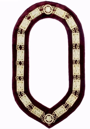 Daughters Of Sphinx - Chain Collar - Gold/Silver on Maroon + Free Case | Regalia Lodge