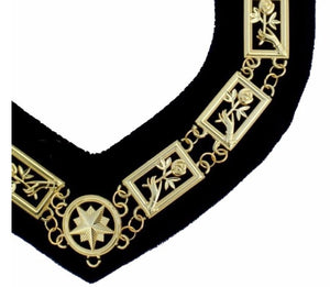 Rose Croix - Regalia Chain Collar - Gold/Silver on Blue + Free Case | Regalia Lodge