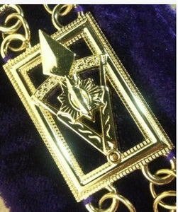 Cryptic Mason - Royal & Select Chain Collar - Gold/Silver On Blue + Free Case | Regalia Lodge