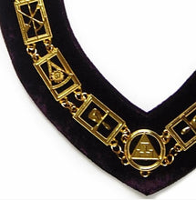 Cargar imagen en el visor de la galería, Royal Arch - Masonic Chain Collar - Gold/Silver On Purple + Free Case | Regalia Lodge