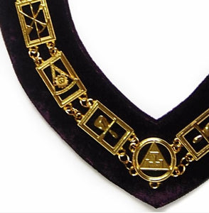 Royal Arch - Masonic Chain Collar - Gold/Silver On Purple + Free Case | Regalia Lodge