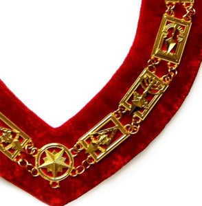 Cryptic Mason - Royal & Select Chain Collar - Gold/Silver On Red + Free Case | Regalia Lodge