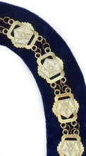 Charger l&#39;image dans la galerie, OES - Masonic Compass Square Chain Collar - Gold/Silver on Black + Free Case | Regalia Lodge