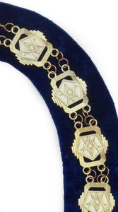 OES - Masonic Compass Square Chain Collar - Gold/Silver on Black + Free Case | Regalia Lodge