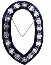 Cargar imagen en el visor de la galería, OES - Masonic Compass Square Chain Collar - Gold/Silver on Blue + Free Case | Regalia Lodge