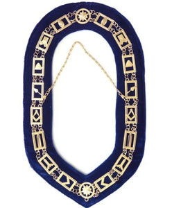 Blue Lodge Working Tools - Chain Collar - Gold/Silver on Blue + Free Case | Regalia Lodge