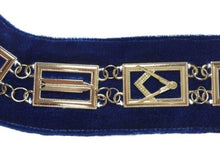 Cargar imagen en el visor de la galería, Blue Lodge Working Tools - Chain Collar - Gold/Silver on Blue + Free Case | Regalia Lodge