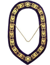 Load image into Gallery viewer, 32nd Degree - Scottish Rite Wings DOWN Chain Collar - Gold/Silver on Purple + Free Case | Regalia Lodge