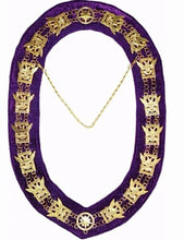Charger l&#39;image dans la galerie, 32nd Degree - Scottish Rite Wings UP Chain Collar - Gold/Silver on Purple + Free Case | Regalia Lodge