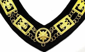 32nd Degree - Scottish Rite Wings DOWN Chain Collar - Gold/Silver on Black + Free Case | Regalia Lodge