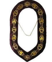 Load image into Gallery viewer, DOKO - Masonic Chain Collar - Gold on Maroon + Free Case | Regalia Lodge