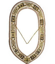 Load image into Gallery viewer, Grand Lodge - Rhinestones Chain Collar - Gold/Silver on White Velvet | Regalia Lodge