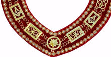 Load image into Gallery viewer, Grand Lodge - Rhinestones Chain Collar - Gold/Silver on Red Velvet | Regalia Lodge