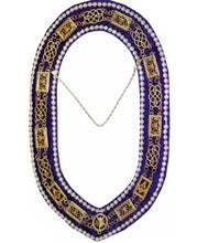 Load image into Gallery viewer, Grand Lodge - Rhinestones Chain Collar - Gold/Silver on Purple Velvet | Regalia Lodge
