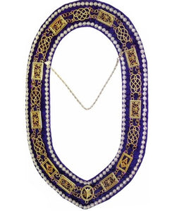 Grand Lodge - Rhinestones Chain Collar - Gold/Silver on Purple Velvet | Regalia Lodge