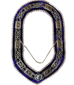 Grand Lodge - Chain Collar with Rhinestones - Gold/Silver on Purple Velvet | Regalia Lodge