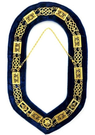Grand Lodge - Chain Collar - Gold/Silver on Blue + Free Case | Regalia Lodge