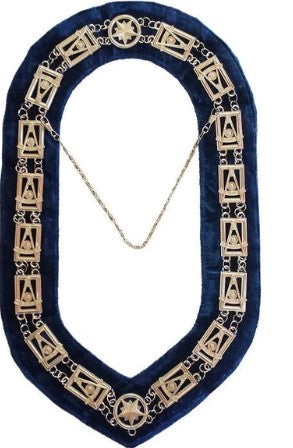 Past Master chain Collar - Gold/Silver on Blue + Free Case | Regalia Lodge