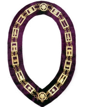 Afbeelding in Gallery-weergave laden, OES - Regalia Chain Collar - Gold/Silver on Purple + Free Case | Regalia Lodge