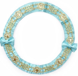 Masonic Chain Collar Round - Gold/Silver on Sky Blue Ribbon + Free Case | Regalia Lodge