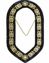 Charger l&#39;image dans la galerie, Past Master Square chain Collar - Gold/Silver on Blue + Free Case | Regalia Lodge